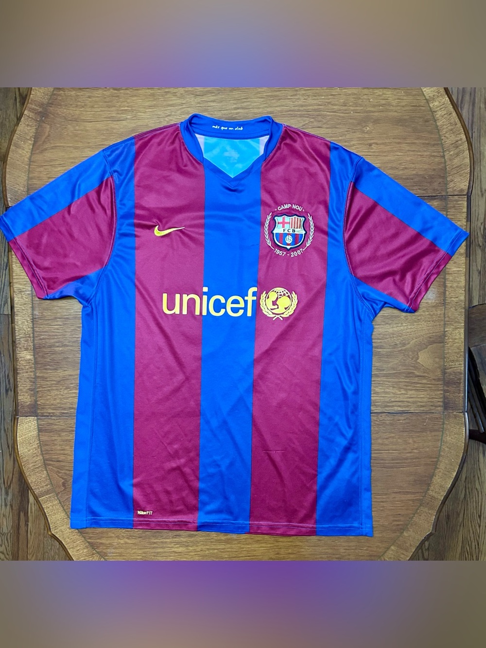 2007 Nike Barcelona Home Soccer Jersey Ronaldinho Brazil Liga Spain PSG
